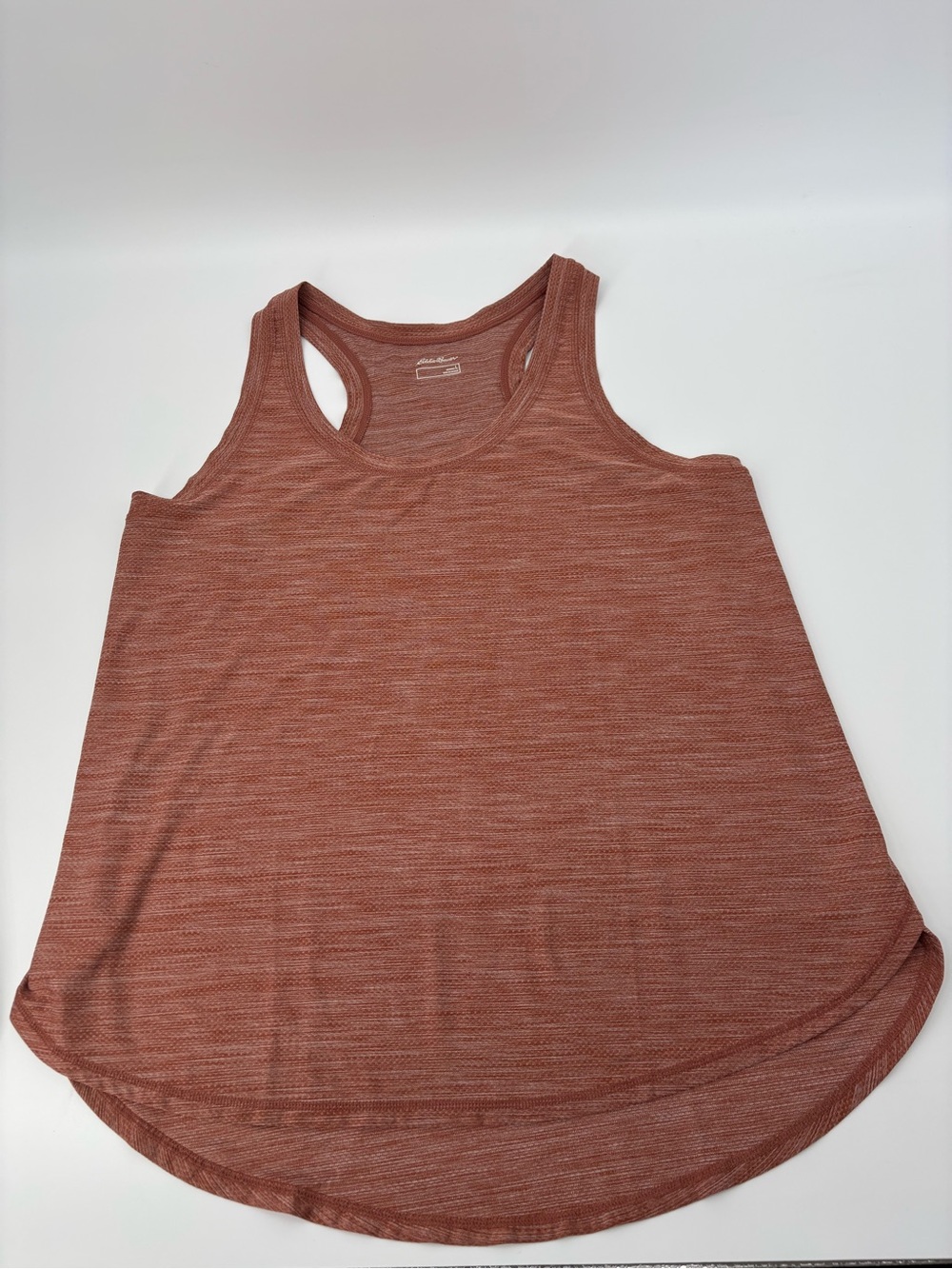 Eddie Bauer Motion Tank Top Womens L Orange Heather Tie Back FreeDry Athletic